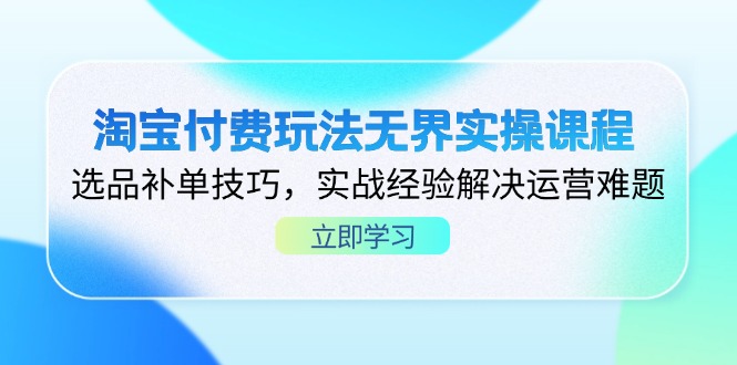 （14344期）淘宝付费玩法无界实操课程，选品补单技巧，实战经验解决运营难题-东疆墨鹰的百宝箱