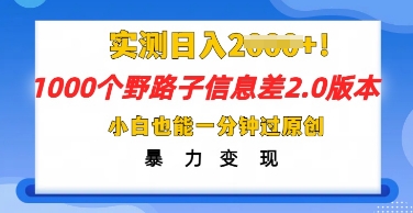 2025抖音1000个野路子信息差最新玩法，一分钟过原创，暴力变现月入几k-东疆墨鹰的百宝箱