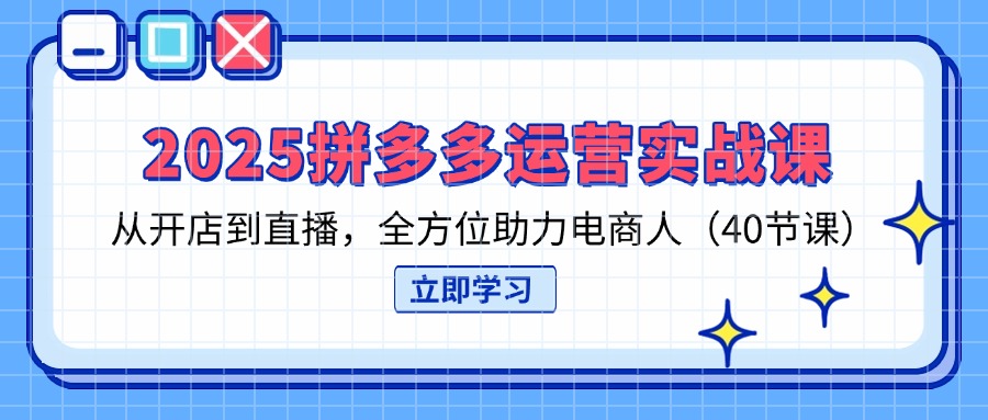 (14259期)2025拼多多运营实战课,从开店到直播,全方位助力电商人(40节课)-东疆墨鹰的百宝箱