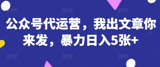 公众号代运营,我出文章你来发,暴力日入5张+【揭秘】-东疆墨鹰的百宝箱