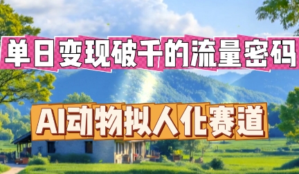 单日变现破k的流量密码,AI动物拟人化赛道-东疆墨鹰的百宝箱
