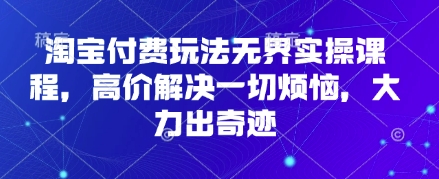 淘宝付费玩法无界实操课程，高价解决一切烦恼，大力出奇迹-东疆墨鹰的百宝箱