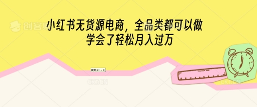 小红书无货源电商,全品类都可以做,学会了轻松月入过W-东疆墨鹰的百宝箱