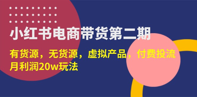 (14186期)小红书电商带货第二期,有货源,无货源,虚拟产品,付费投流,月利润20w-东疆墨鹰的百宝箱