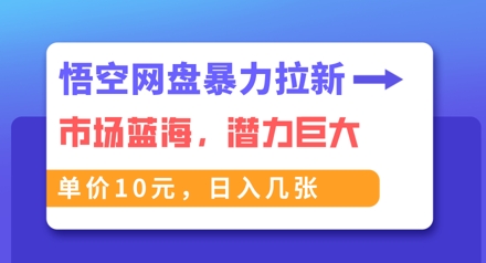 悟空网盘暴力拉新：一单10元，市场空白，日入几张-东疆墨鹰的百宝箱