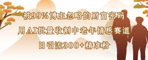 被99%博主忽略的财富密码:用AI批量收割中老年情感赛道,日引流300+精准粉-东疆墨鹰的百宝箱