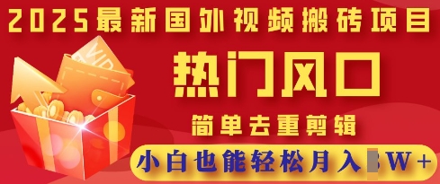 2025最新视频搬砖项目,热门风口,简单去重剪辑,小白也能轻松月入过W-东疆墨鹰的百宝箱