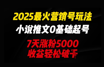 2025最火营销号玩法:小说推文0基础起号,7天涨粉5000,收益轻松破k-东疆墨鹰的百宝箱