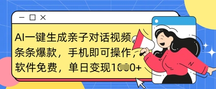 AI一键生成亲子对话视频,条条爆款,一部手机即可操作,单日变现数张-东疆墨鹰的百宝箱