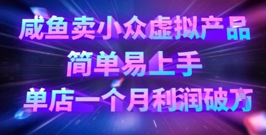 咸鱼卖小众虚拟产品,简单易上手,单店一个月利润破W-东疆墨鹰的百宝箱